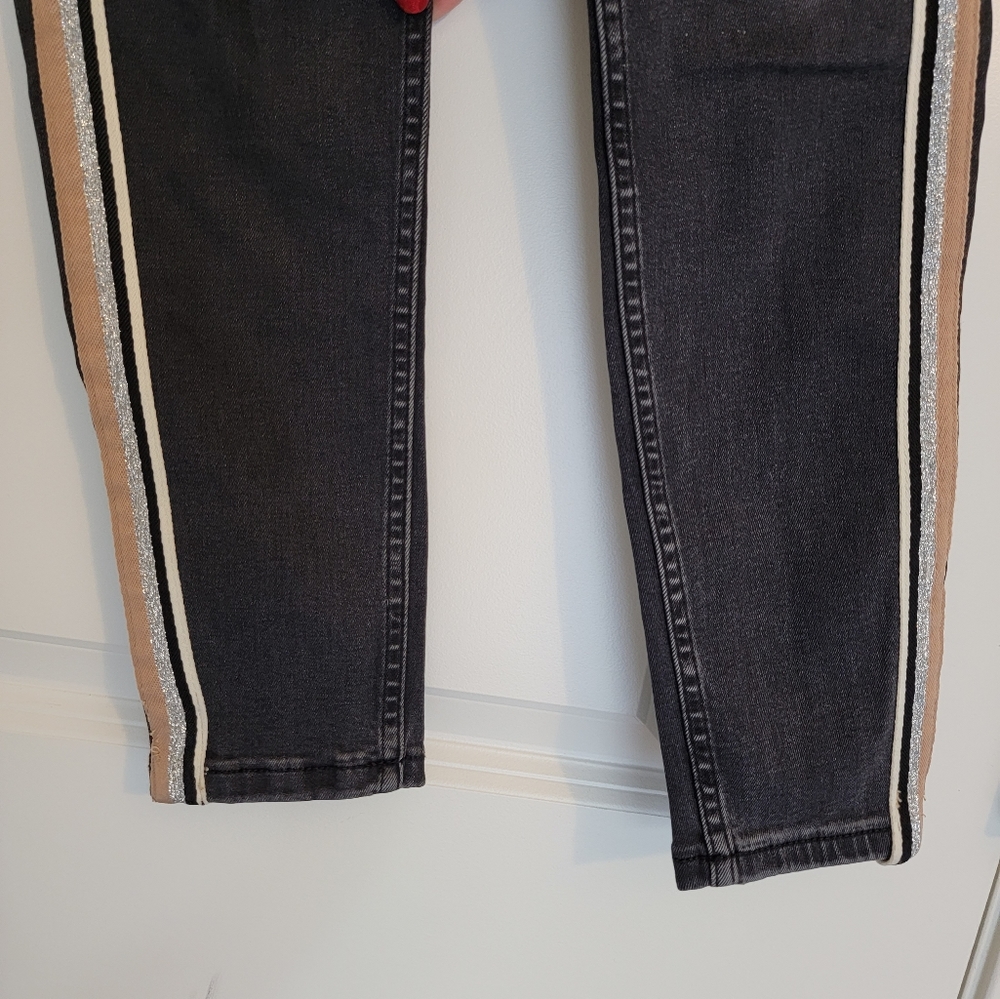 Topshop Moto Jamie Black Wash Side Stripe High Rise Jeans size 26 - Picture 9 of 13